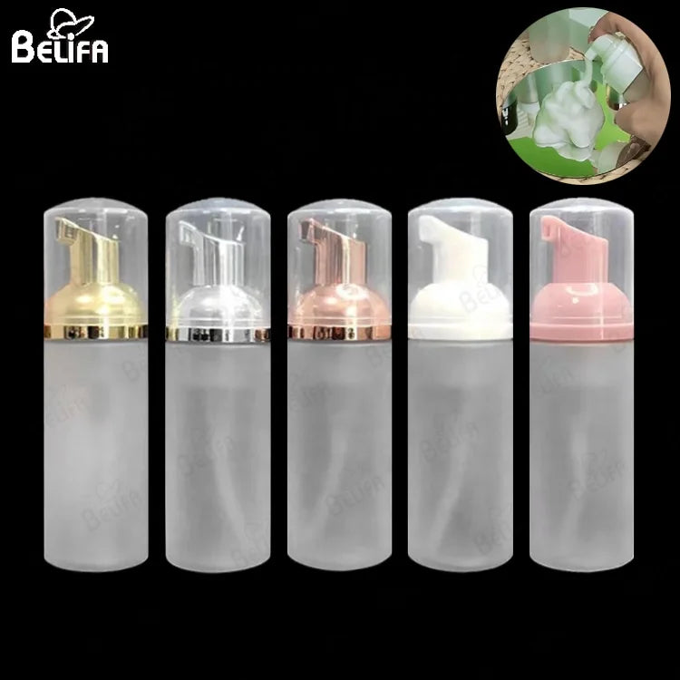 Hot Sale 30/50/80/100ml Stock Frosted Pink Lash Shampoo Bottle Custom Eyelash Face Cleaning Foam Pump Bottle