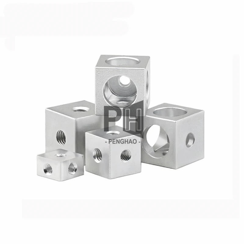 M3 M4 M5 M6 M8 M10 Aluminum Six Sided Fixed Block Connection Nuts Acrylic Block Chassis Components Electric Cube Square Nut