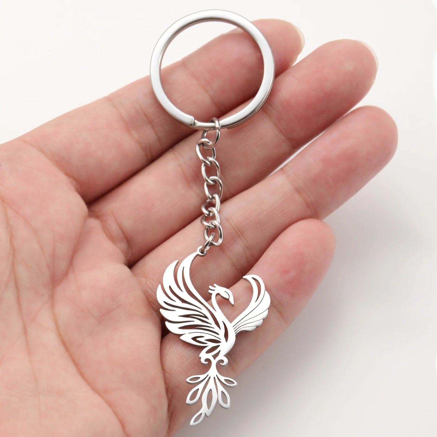Phoenix Keychain for Woman Men Gift God Bird Supernatural Reborn Amulet Key Chain Ring Pendant Stainless Steel Jewelry Gift