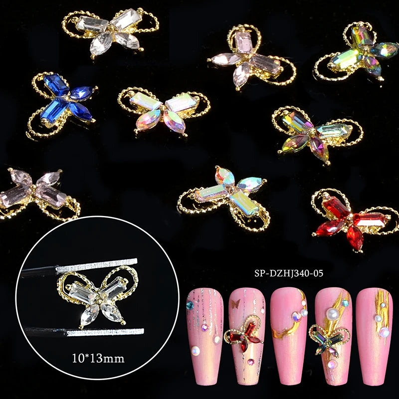 Bow Pendant Nail Art Jewelry Zircon Diamond Ornaments Fairy Butterfly DIY Manicure Art Decoration Accessories