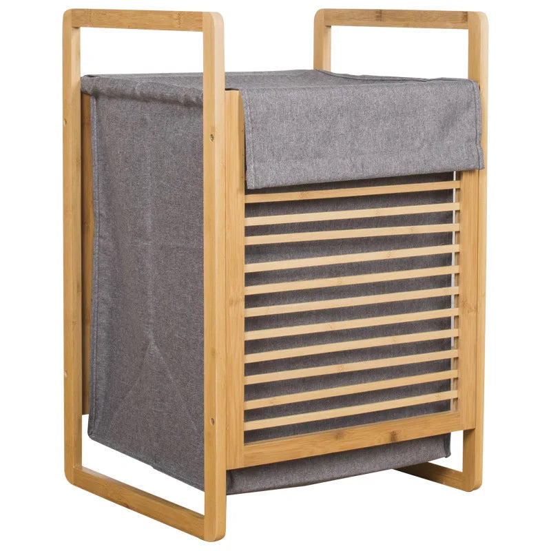 Addreen Foldable Laundry Basket Cotton Linen Laundry Bag Bamboo Dirty Cloth Storage Hamper Laundry Basket