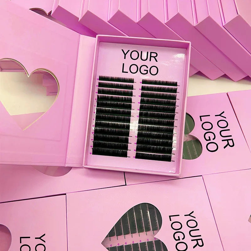 Matte Black Cashmere Lash Extensions Volume Trays Wholesale Private Label Volume Korean Silk Individual Mink Eyelash Extensio