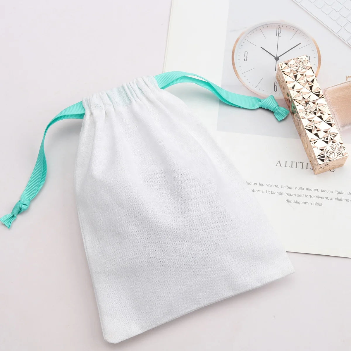 Eco-Friendly White Cotton Linen Comb Mirror Tarot Card Candle Pouch Drawstring Oranic Gift Jewelry Packing Dust Muslin Bag