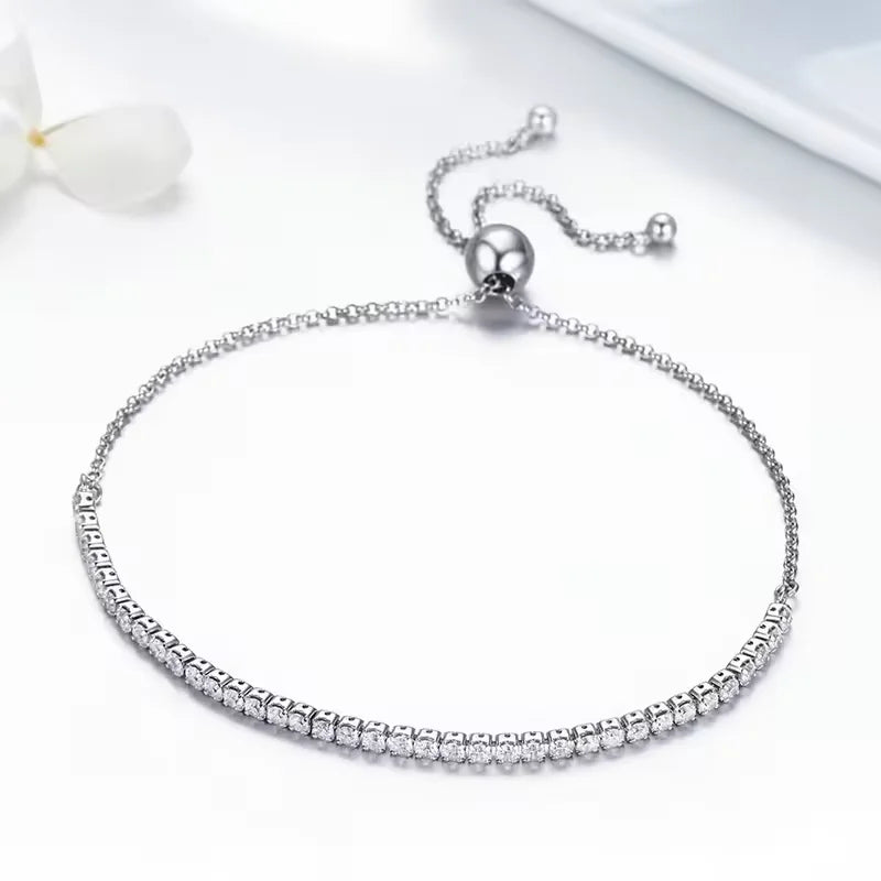 New Arrival Fine 925 Silver Jewelry Custom 14K Gold Plated Sparkling Strand Link Tennis Zircon Bracelet S925 Sterling for Wom