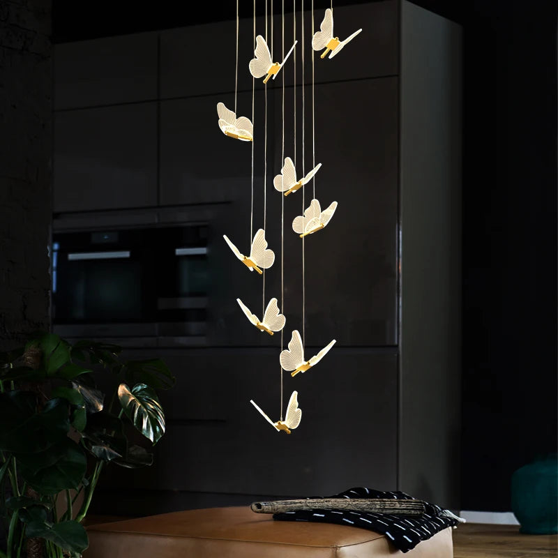 Art Design Butterfly Shape Living Room Dining Room Pendant Light Entry Door Stairs Attic Long Chandelier