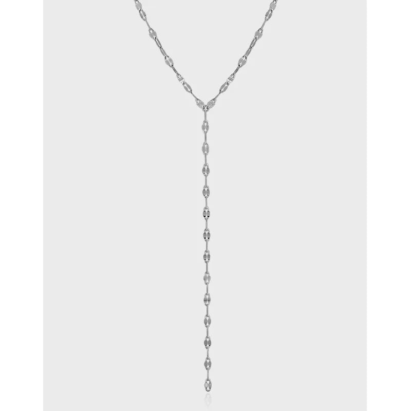 S925 Sterling Silver INS Layered Fine Jewelry Necklace Simple Long Flat Chain Necklace Wholesale Fashion Necklaces for Women