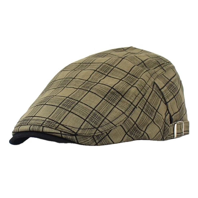 Hot Sale Men's Cotton Beret Buckle Adjustable Newsboy Hats Cabbie Gatsby Cap