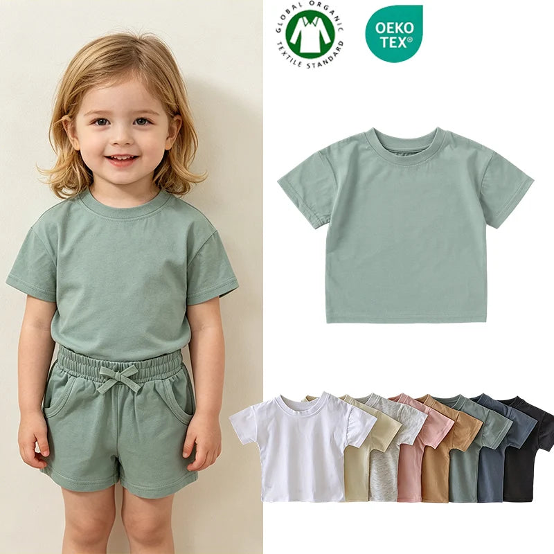 Wholesale Baby Clothes Supplier 100% Organic Baby Cotton Jersey Summer Plain Toddler Baby T-Shirt