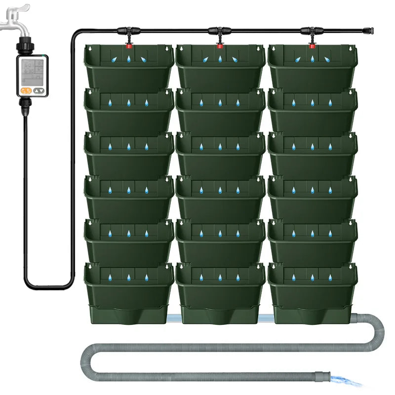 Naturix V18 Patented Outdoor Living Vertical Garden Wall System Hanging Wall Planter with Irrigation Set Flower Pot Function