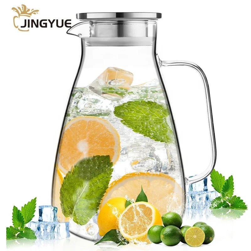 Wholesale 75oz Big Borosilicate Glass Jug Heat Resistant Tea Pots & Kettles for Hot & Cold Beverages Kitchen & Restaurant Use