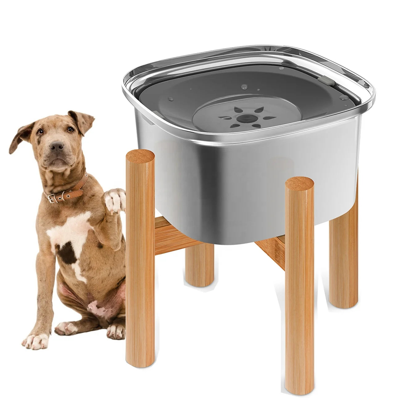 2024 New 3L Stainless Steel Elevated Dog Food Water Feeder Bowl Holder No Spill Raised Dog Water Bowl With Stand
