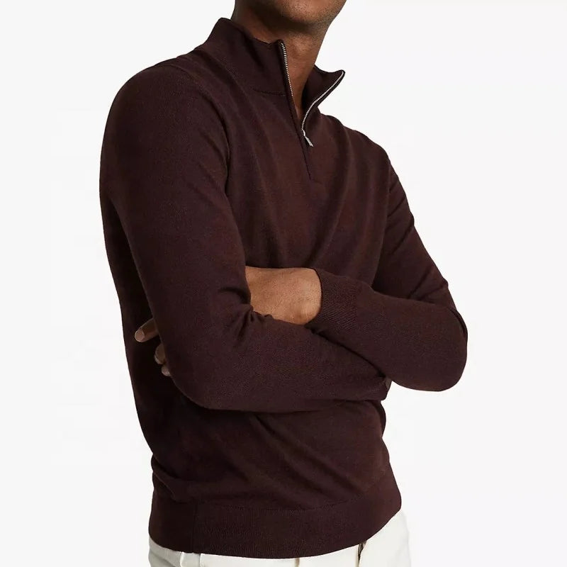 WJH Custom Front Old Money Clothes Men Winter Casual Style Pullover Funnel Neck Wool Blend Long Sleeve Anti-Wrinkle Knit Swea