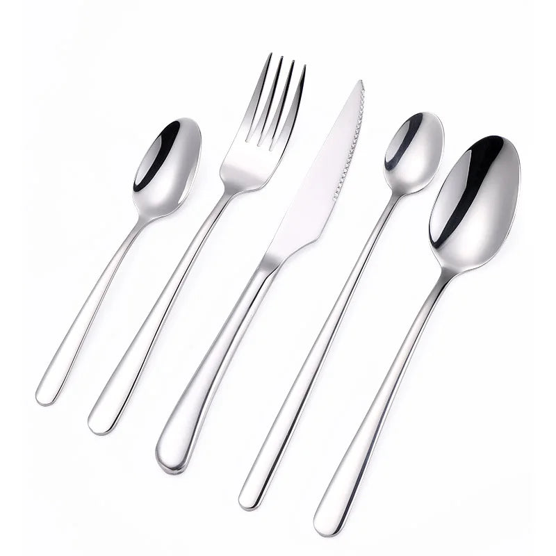 Hot Selling 304 Luxury Stainless Steel Cutlery Knife Fork Spoon Dessert Spoon Silverware Flatware Set
