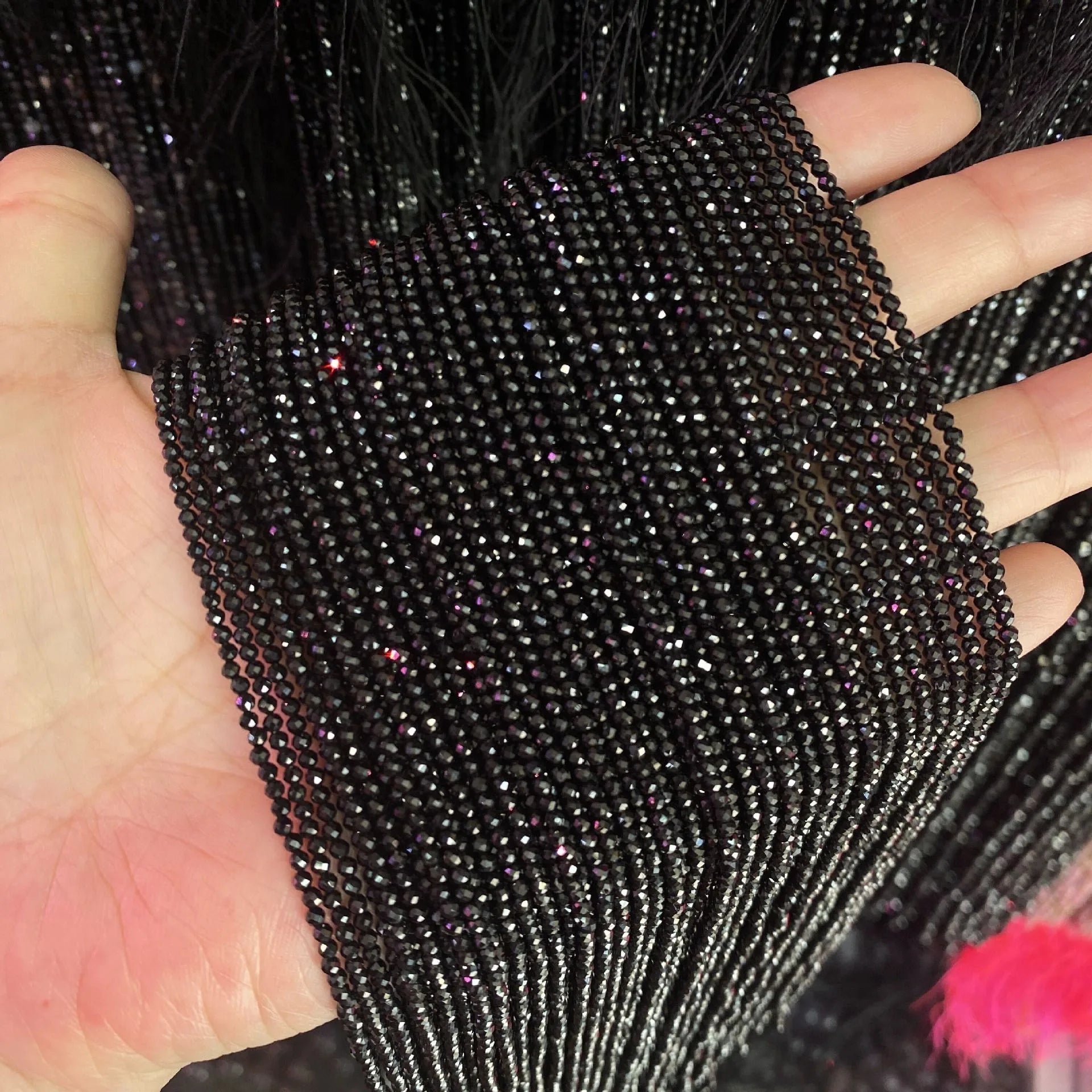 Genuine Natural Black Spinel Micro Faceted Round Beads 2-4mm Black Spinel Faceted Round Beads for DIY Jewelry Making