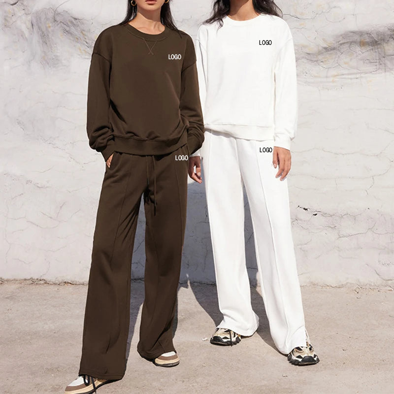 L800874 Custom Jogger Set Women Two Piece Outfits Clothing Women Sport Jogger Set Raw Tracksuit Workout Clothes for Fitness