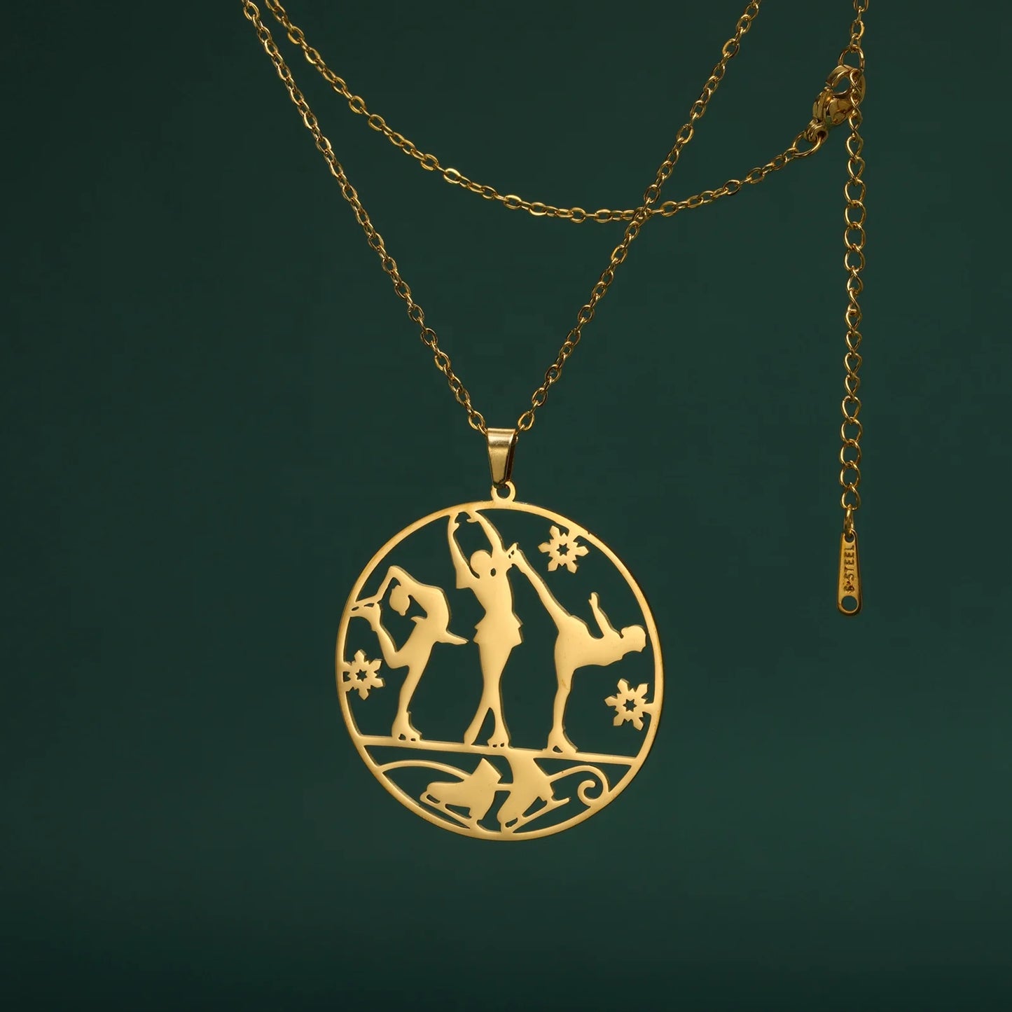 Skate Necklace for Woman Men Ice Ballet Skating Sports Hollow Pendant Chain Stainless Steel Jewelry Accessories Gift