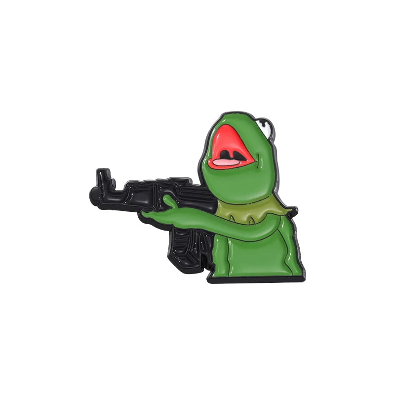 Hot Sales Wholesale Mini Moq Kermit Cartoon Frog Enamel Brooch Backpack Badge Clothing Accessories Gift Jewelry for Friends