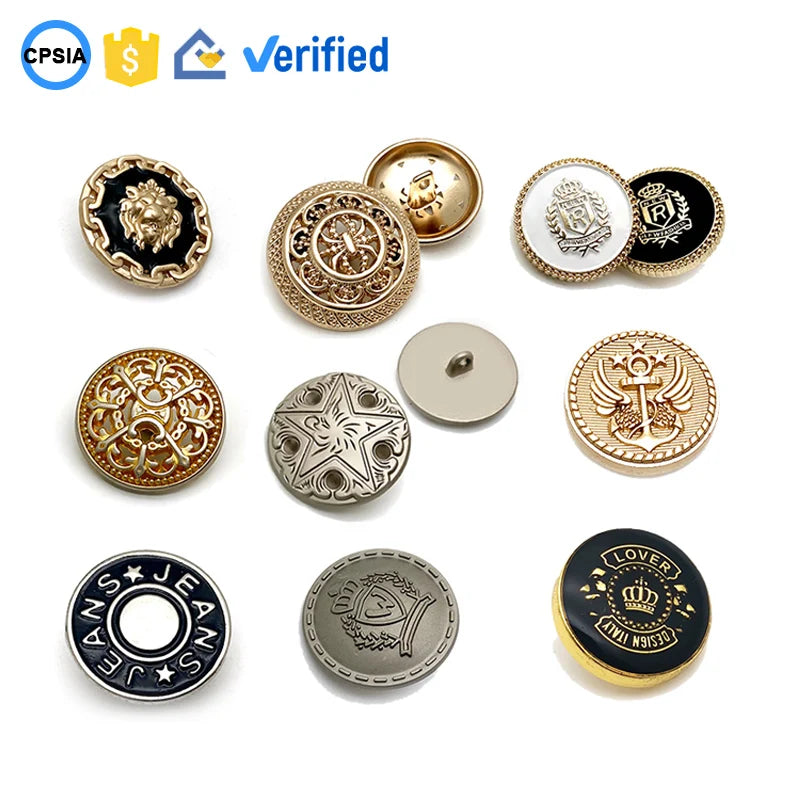 High Quality Custom Designer Metal Hand Sewn Button Custom Coat Button Sewing Shank Button for Clothing