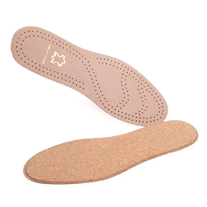 Genuine Leather Comfort Insoles Cork Base Sheepskin Deodorant Replacement Inner Soles for Shoes and Boots