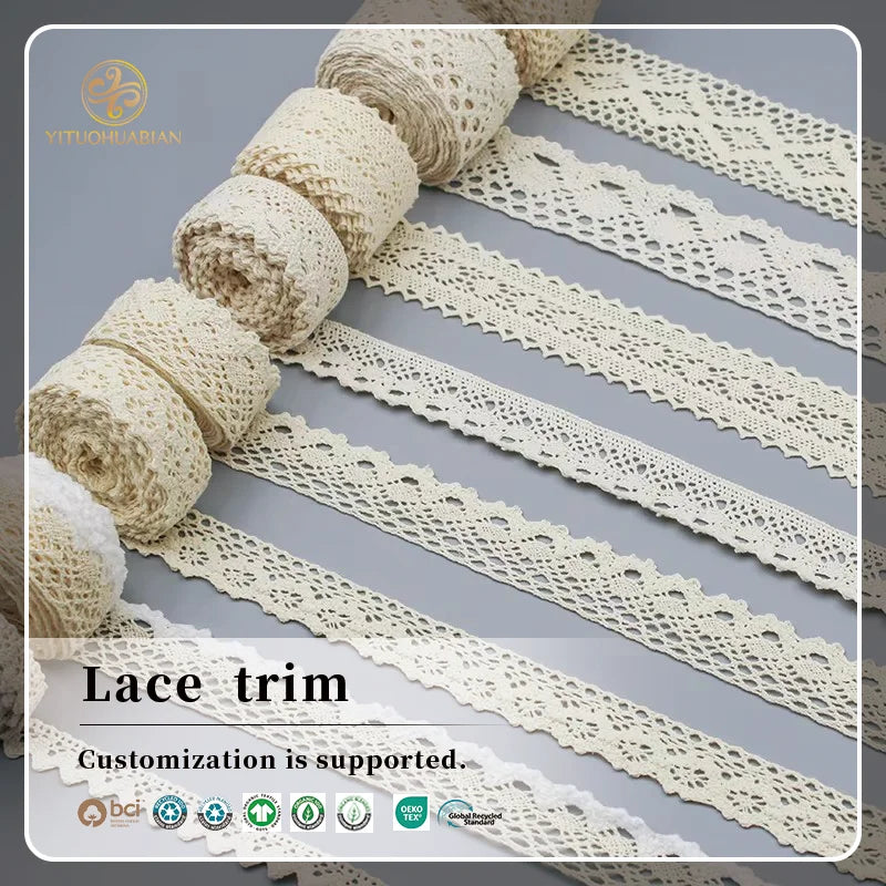 Factory Supply Border Trim Crochet Lace Trim Cotton Sewing Lace Trim for Clothing