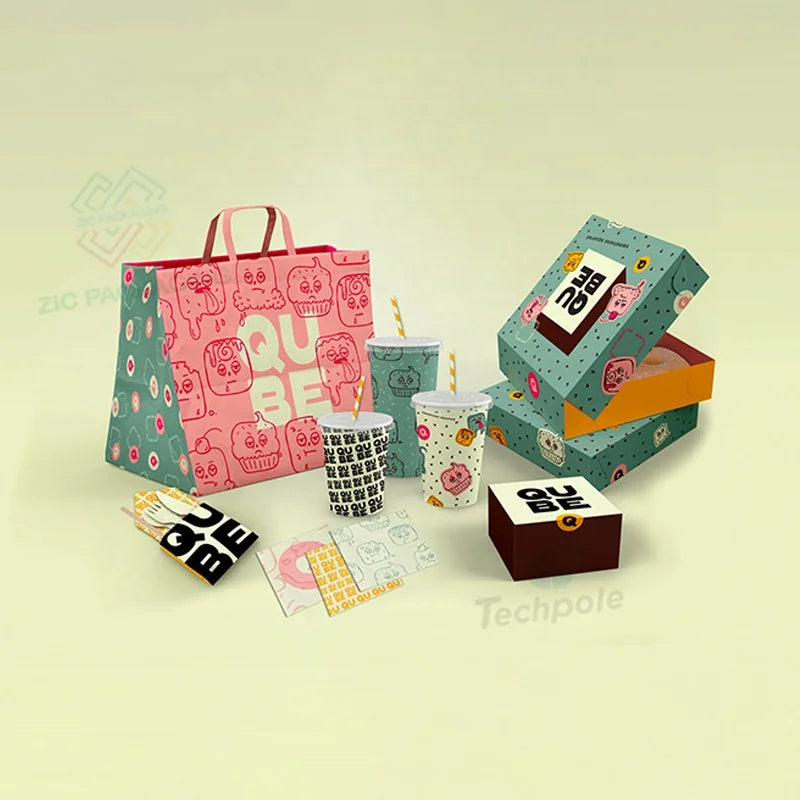 Eco-Friendly Biodegradable Custom Bakery Cake for Cookies Candy Crepe Fast Food Catering Gift Paper Box Matt Packaging