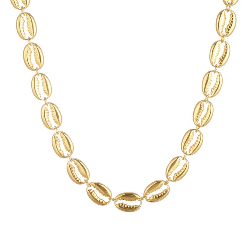 Unisex 14k 18k Gold Plating Non Tarnish Shell Shaped Stainless Steel Necklaces