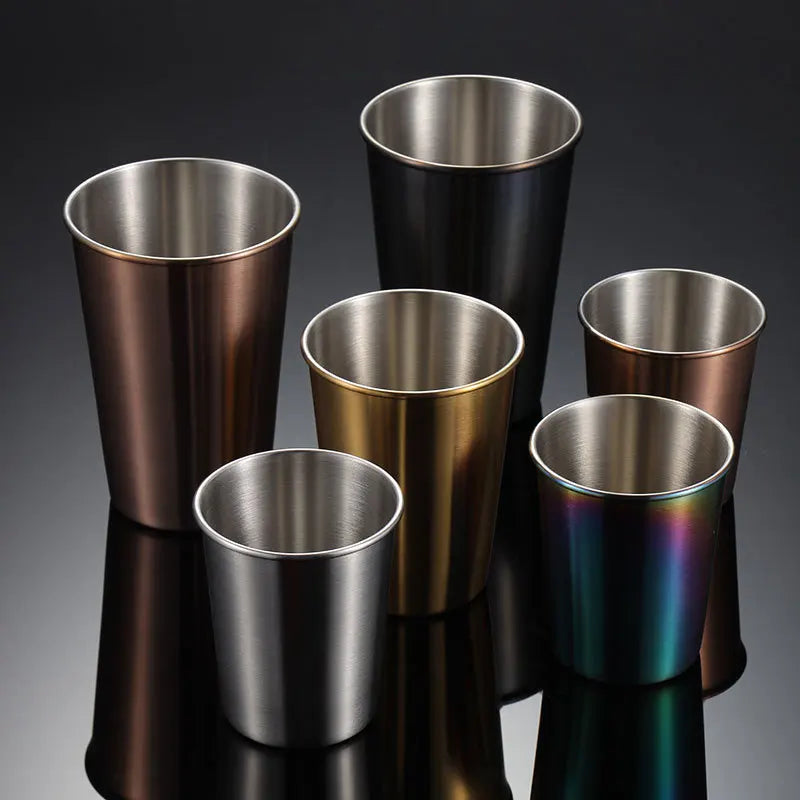 Hot Selling 230/350/500ml Stainless Steel Single Wall Stackable Pint Cup Cold Drinking Cups Beer Mug