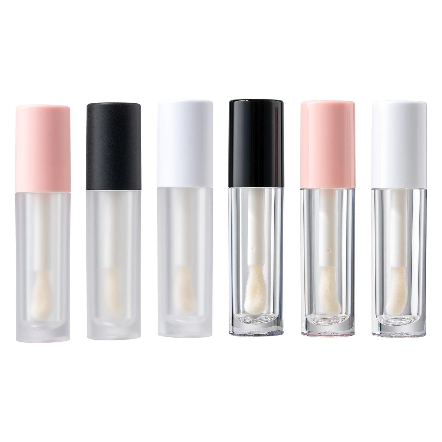 4.5ML Round Empty Lip Gloss Tubes Lip Oil Lip Honey Packaging Bottle Frosted Clear Lipgloss Tubes with Big Wand Brush