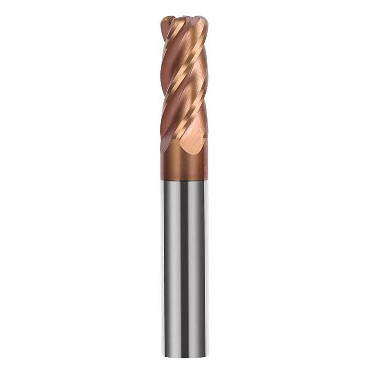 Nisun Tools Solid Carbide WF25 HRC55 4-Flute Tin/AlTin Nose End Mill Milling Cutter for Steel Copper Cast Iron Carbon Steel