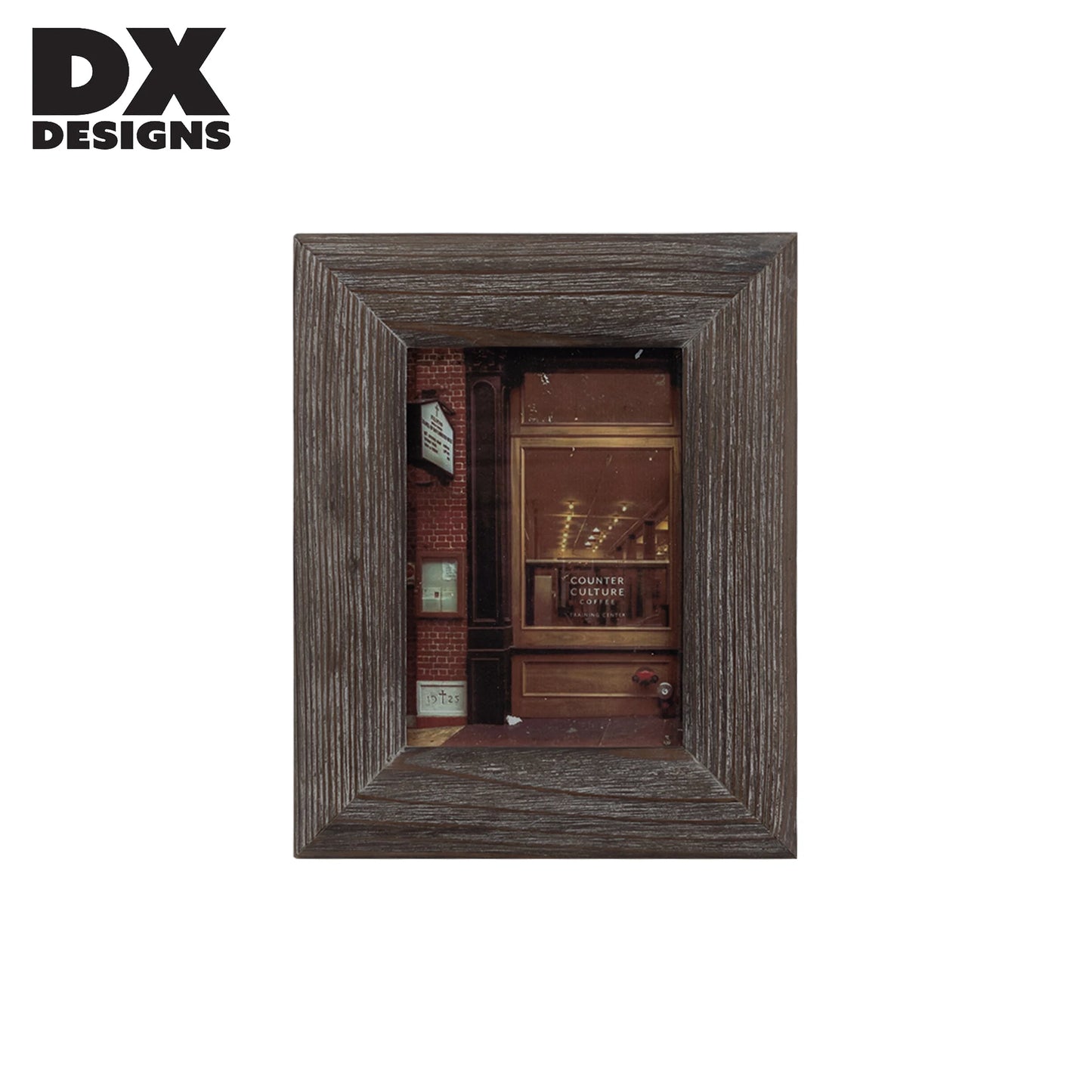 DX DESIGNS Rustic Wood Grain Photo Frame Vintage Distressed Dark Brown Picture Frame for Tabletop Display & Wall Hanging Home