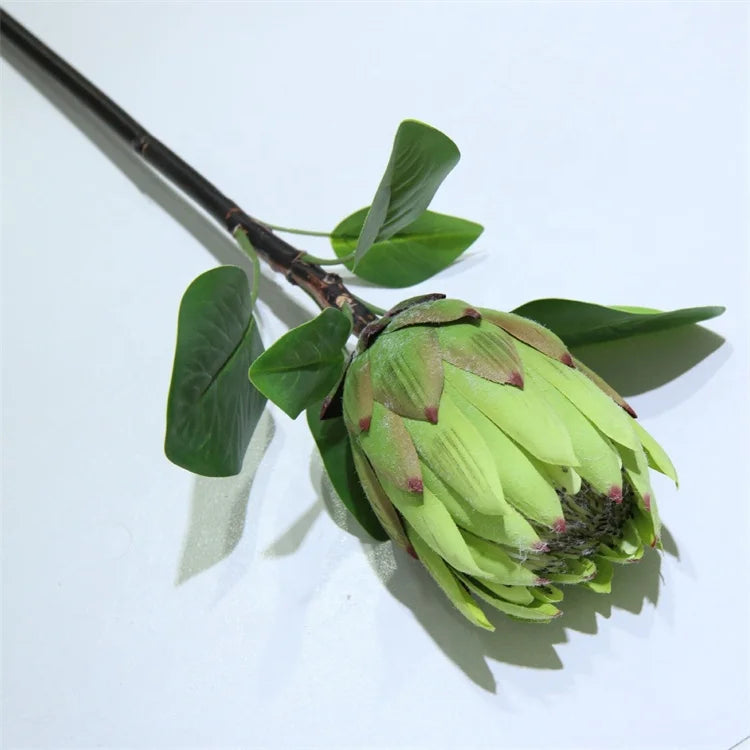 Artificial Silk Green King Protea Flower for Home Table Center Piece Hotel Wedding Flower Arrangement Decoration