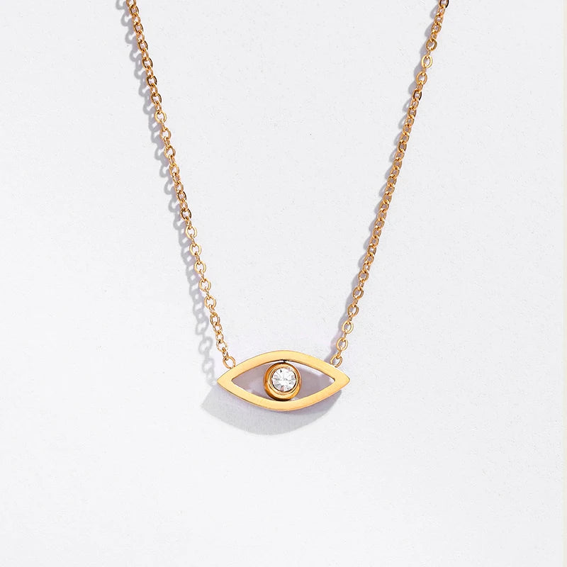 Joolim PVD 18k Gold Plated Waterproof Tarnish Free Cute Simple  Cute CZ Eye Stainless Steel   Necklace Fashion Jewelry