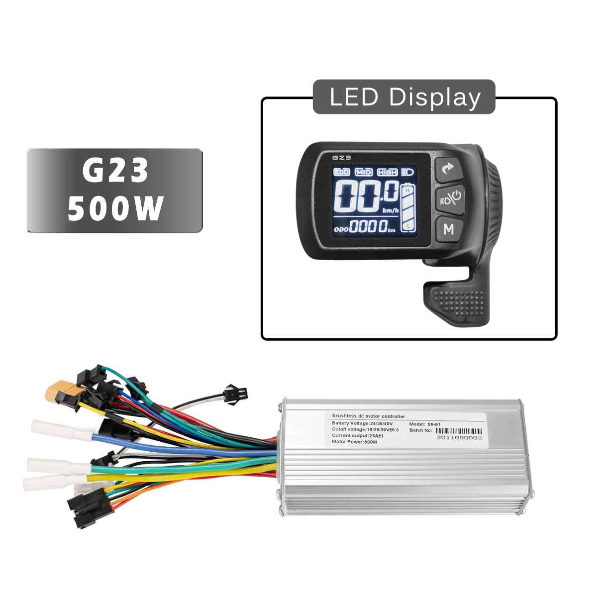 Electric Scooter Bike Display Meter G23 24V-48V Brushless Controller 250W 350W 500W Aluminum LCD Display for Electric Bike