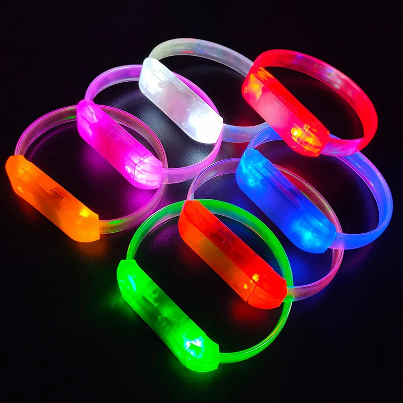 Custom Engrave Logo LED Flashing Sound Button Activated 7-Color Changing LED Wristband Party Light 8-10 Hours for Easter