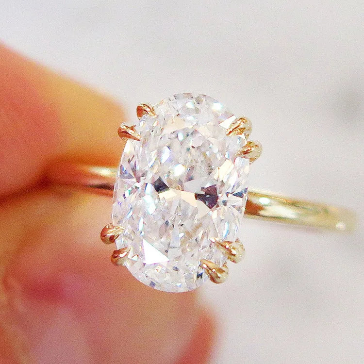 Wholesale Vvs Moissanite Engagement Wedding Rings for Women Diamond Emerald Radiant Oval Cut Ring
