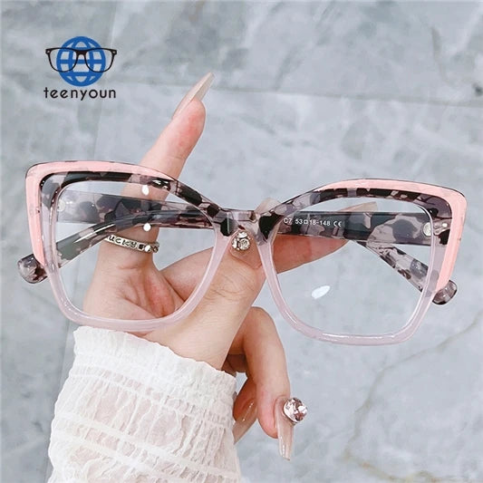 Teenyoun Retro Square Women Glasses Frame TR90 Clear Anti-Blue Light Eyewear Men Black Leopard Optical Frame 2024 Wholesale