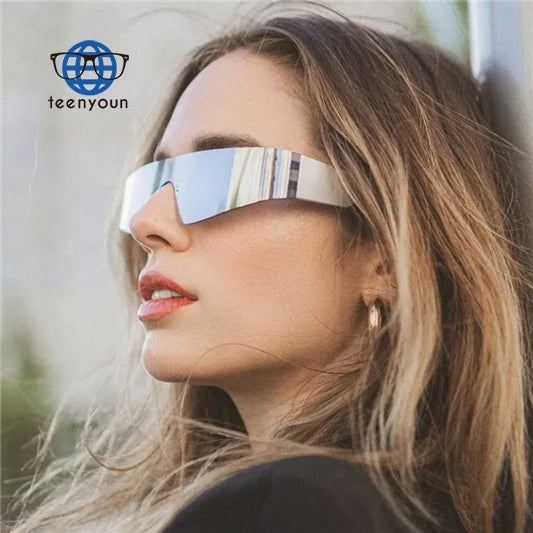 Teenyoun 2024 Mens Glasses Luxury Sunglasses Brand Cool Steam Punk Frameless One Piece Y2k Sunglasses Futuristic Wholesale