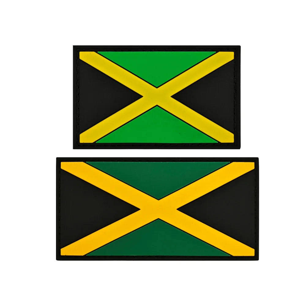 South American Quality Hot Sales PVC Jamaica Flag Patch / Jamaica Flag Soft Rubber Patches for Outdoor Bag Hat Sticker Patch