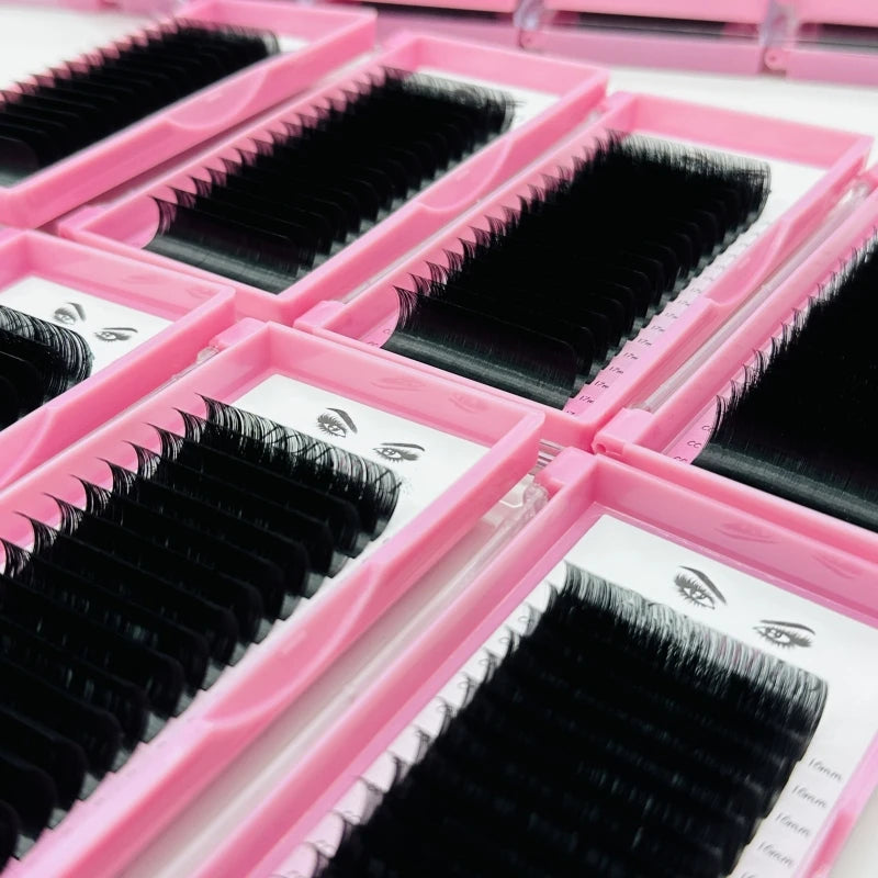 Free Sample Cashmere Lash Tray Loose Base Fan Like Butter Matter Black Volume Lashes Handmade 0.3 0.05 Eyelash Extension