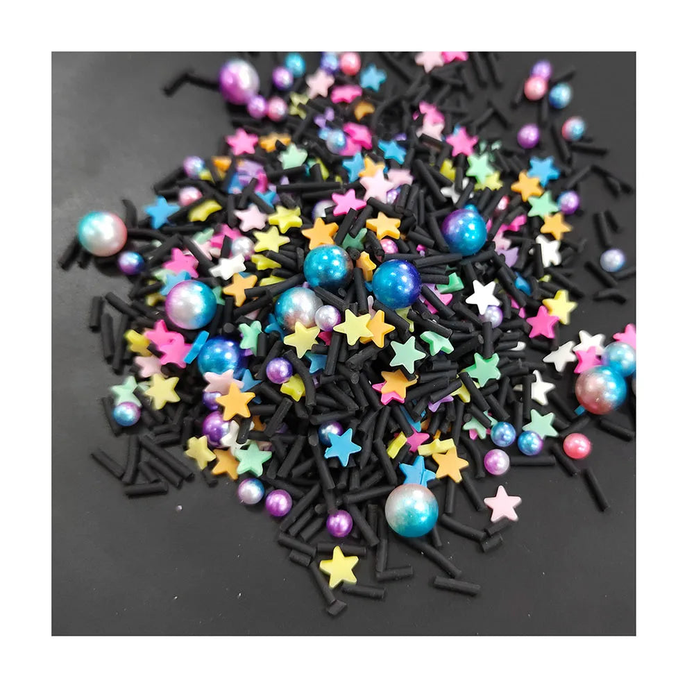 Black Sky Colorful Star Miracle Starry Sky Polymer Clay Sprinkles for Slime Supplies Filling Clay Sprinkles