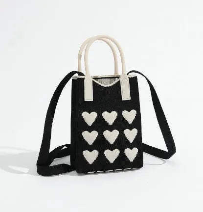 Heart Design Lady's Mini Everyday Crossbody Shoulder Bags Soft Cotton Elastic Polyester Mobile Phone Bag case