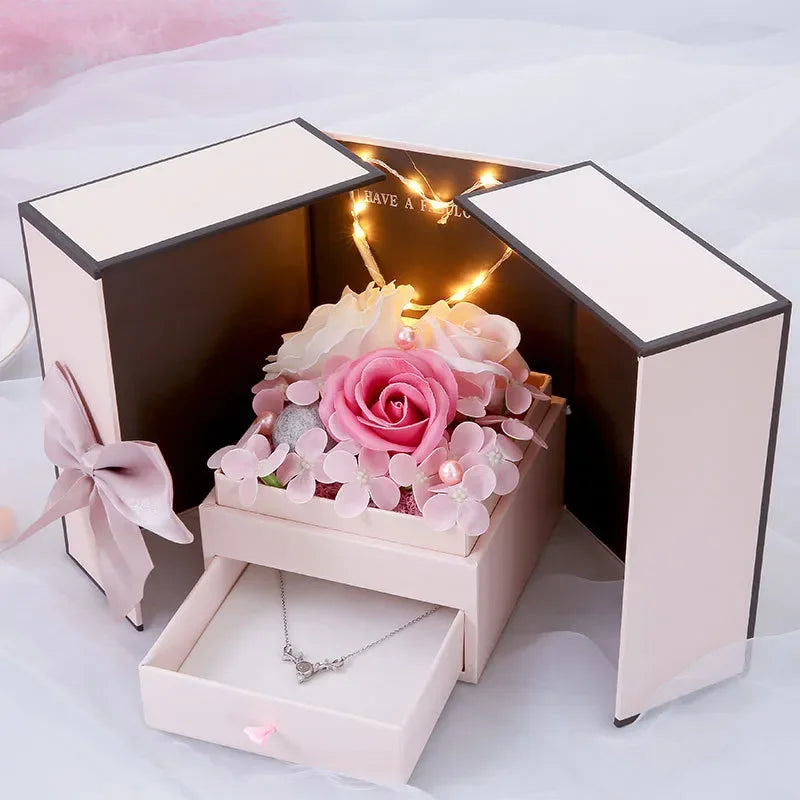 Exquisite Valentine'S Day Gift Packaging Box Double Door Soap Rose Flower Small Gift Box Luxury Jewelry Box