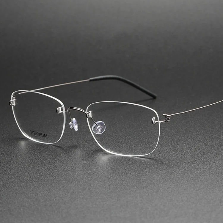 Women's Rimless Anti-Blue Titanium Frameless Reading Glasses Bifocal Far Spectacles with Solid Optical Frames Female Eyeglass