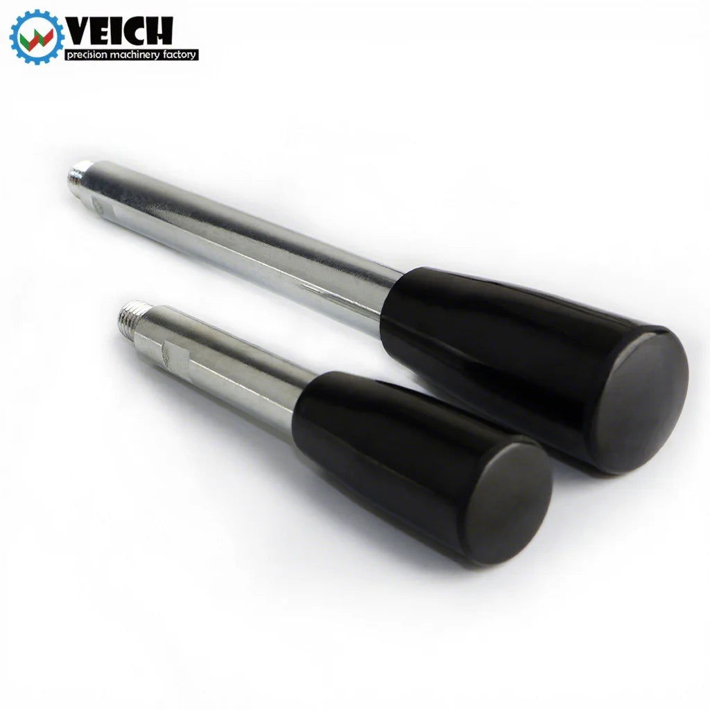 VEICHU VCN942 Steel Machine Tool Handle with Fixed Long Grip Bakelite Knob Double-Ended Screw Fastener Black/Silver Made Chin