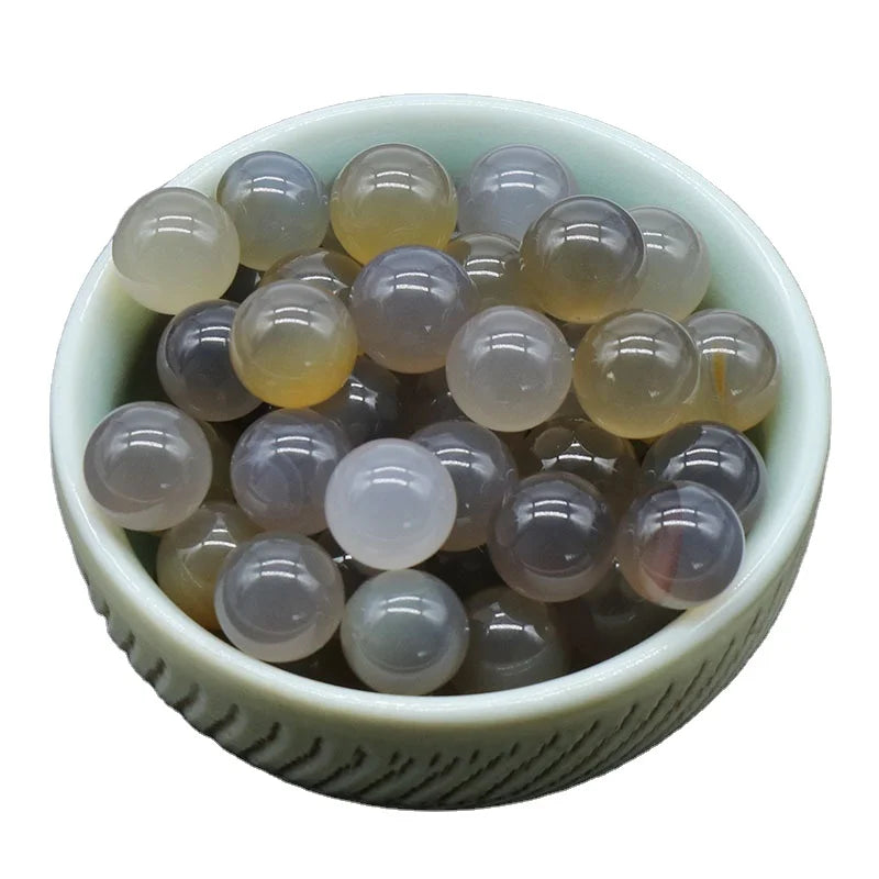 Wholesale 8\10\12\16\18\20mm Natural Grey Agate Crystal Stone No Hole Round Loose Bead for Diy Jewelry