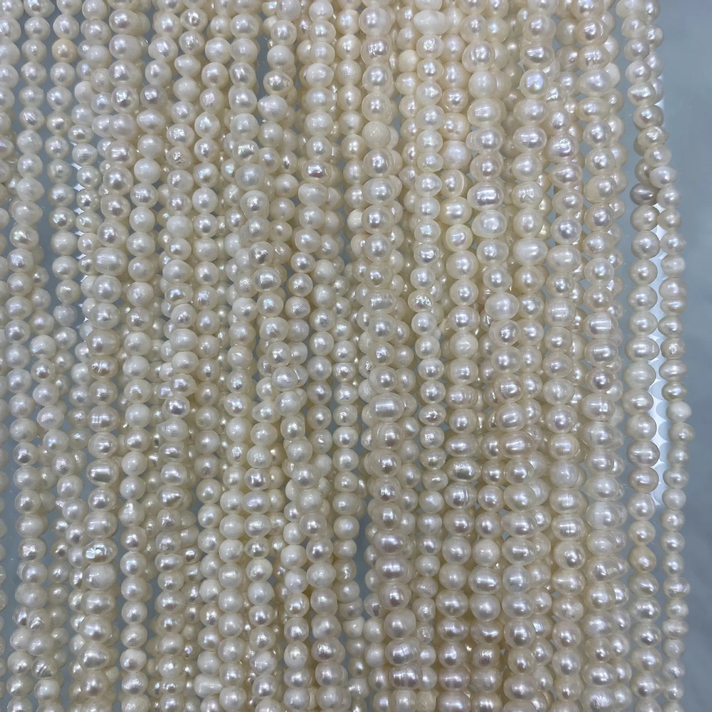 3-4mm Cheap Price  White Potato Shape Loose Pearl Freshwater Strand Beads