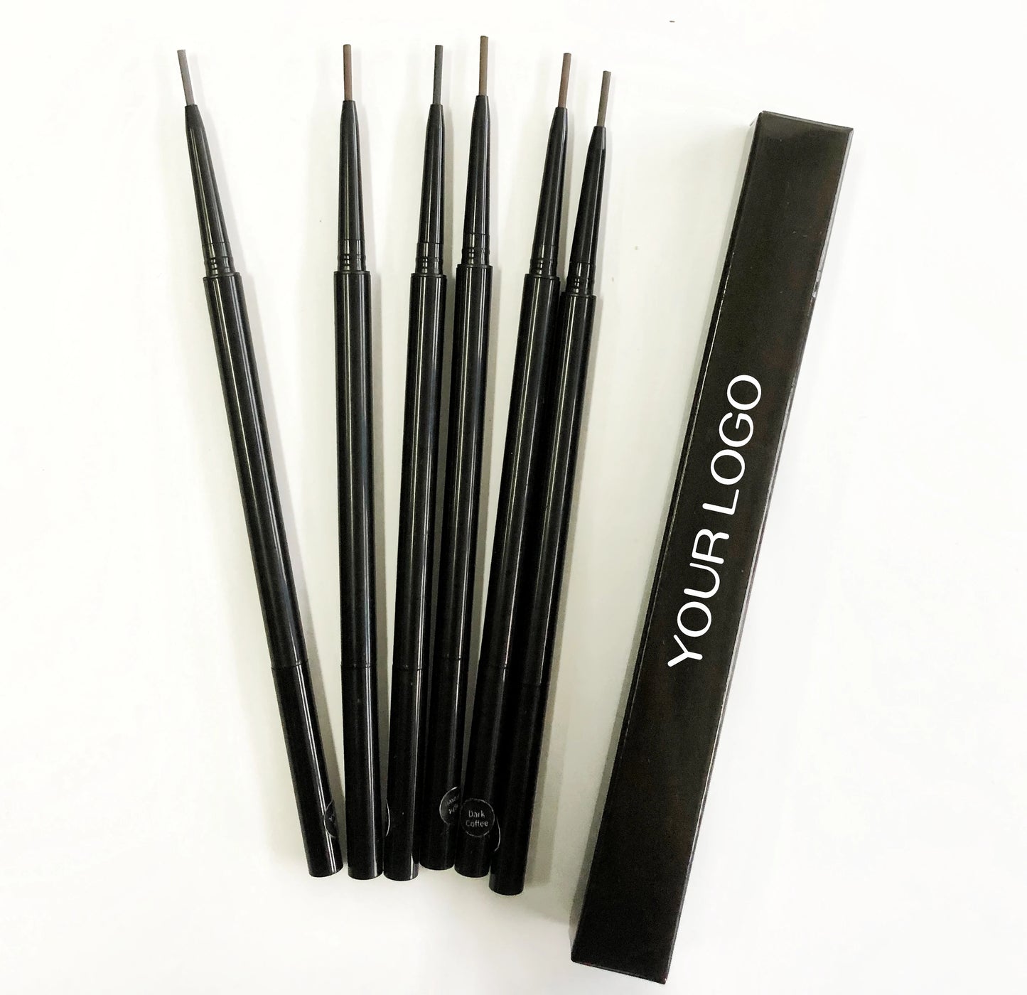 Waterproof Double Head Strong Hold Slim Black Brown Brush Vegan 6 Colors Eyebrow Pencil with Private Label