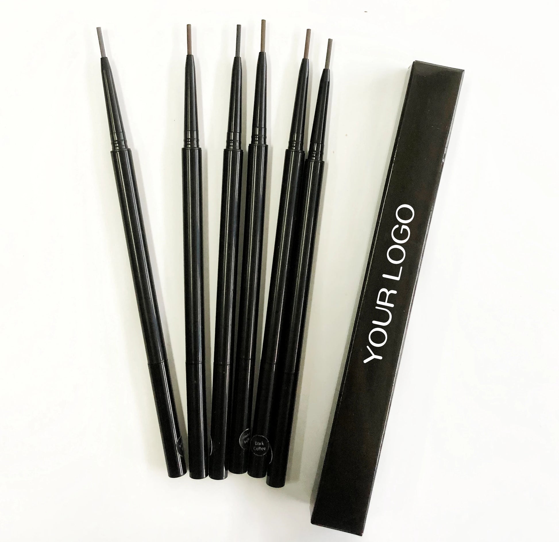 Waterproof Double Head Strong Hold Slim Black Brown Brush Vegan 6 Colors Eyebrow Pencil with Private Label
