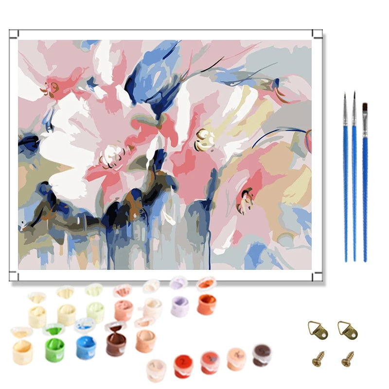 DIY Painting by Numbers Custom 3D Abstract Flower Paint by Numbers Canvas Kit Art Craft