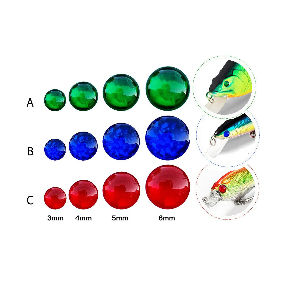 Vikinger Fishing Lure Eyes Sticker 3mm-6mm Solid-color Lifelike Resin Fishing Eyes for Bass River Saltwater Fishing Marlin